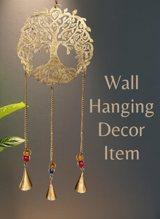 WARMINGO DE جرس رياح معدني من WARMINGO DE للمنزل والحديقة والشرفة وكهدية | جرس رياح على شكل شجرة، قطعة ديكور معلقة على الحائط | جرس معلق وفقًا لمبادئ فنغ شوي وفاستو | تصميم عتيق (شجرة صغيرة عتيقة) - Image 3